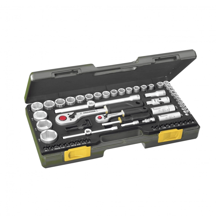 Дюймовый набор инструментов Proxxon 1/4″ и 1/2″, 65 предметов (23294)
